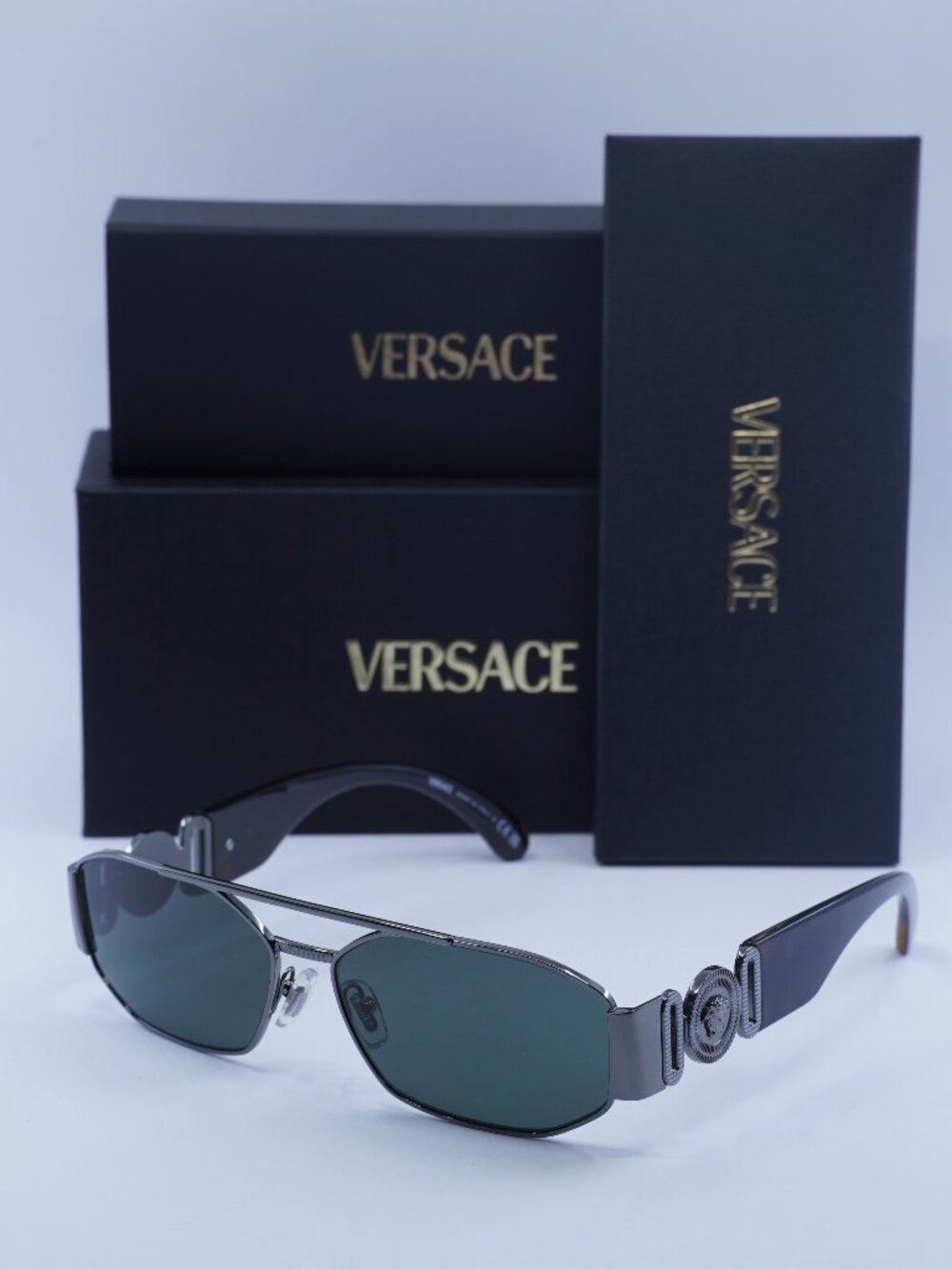 Versace VE2287 100171 Rectangle Sunglasses – Gunmetal / Grey